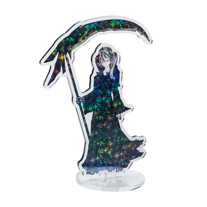 Holographic acrylic standee with custom illustration and special effect finish