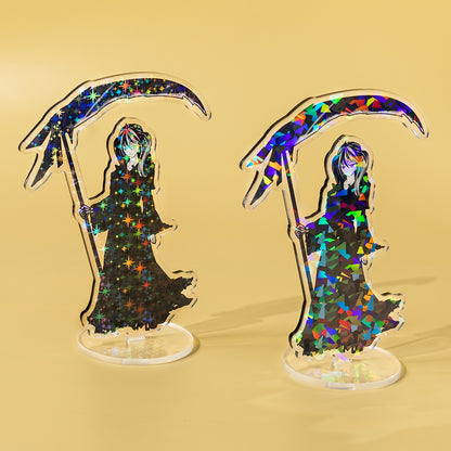 Holographic acrylic standee samples, star hologram and broken glass hologram effect, anime character acrylic stand.