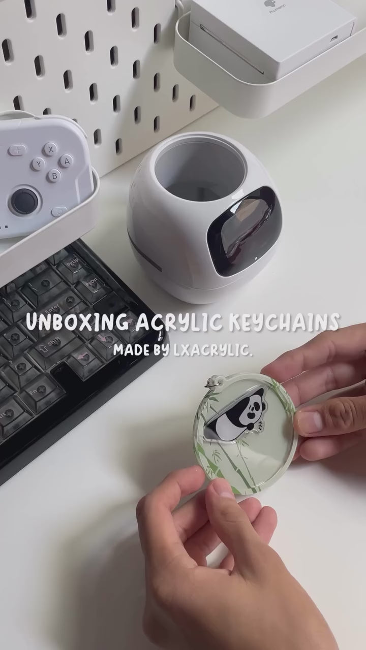 Custom Designed Acrylic Keychain and Matching Stickers