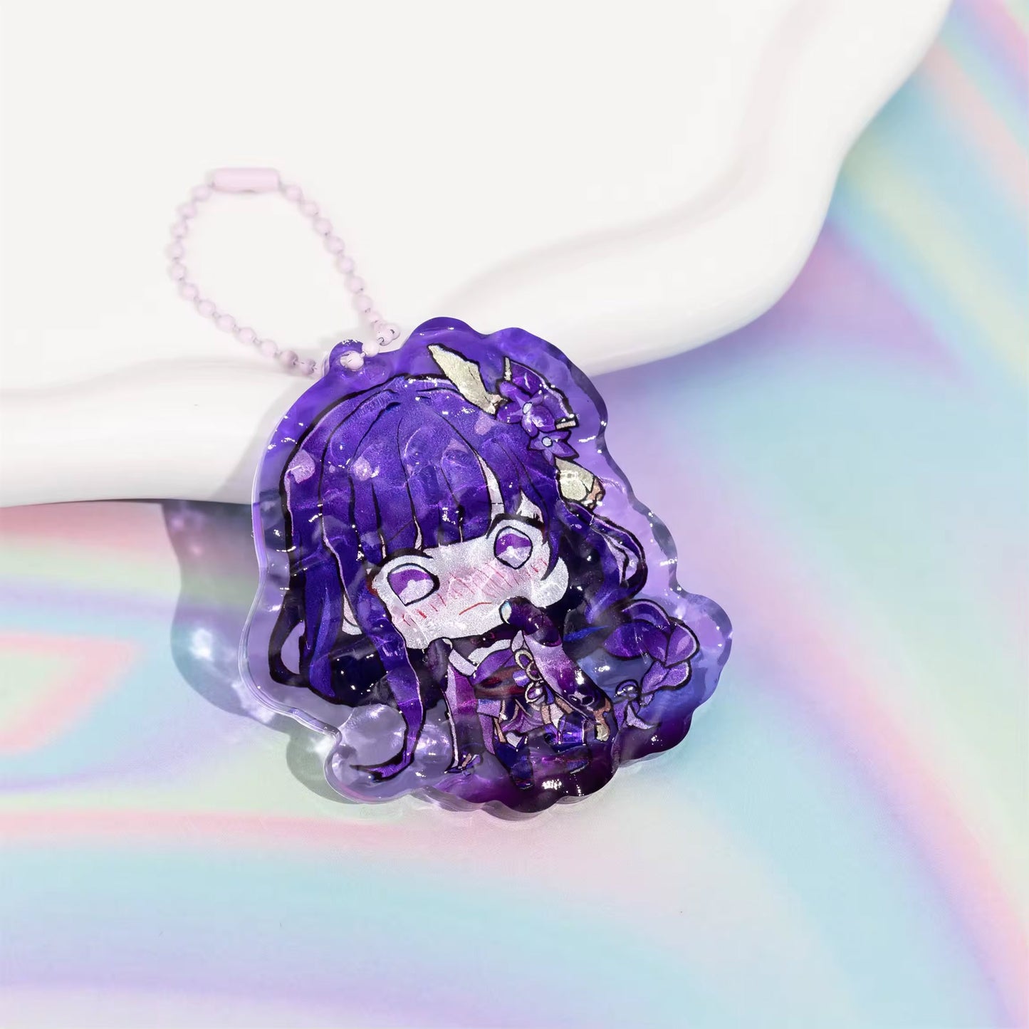 Premium custom acrylic keychain with transparent wave texture for brands and creators