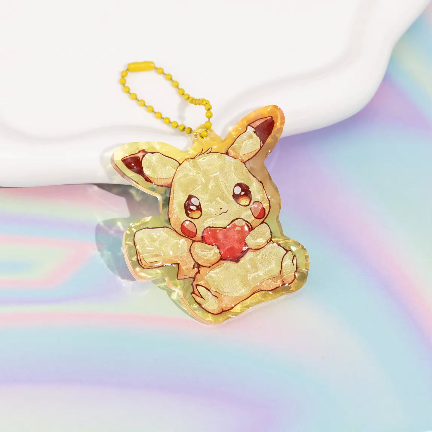Transparent acrylic keychain featuring custom water ripple texture and premium printing