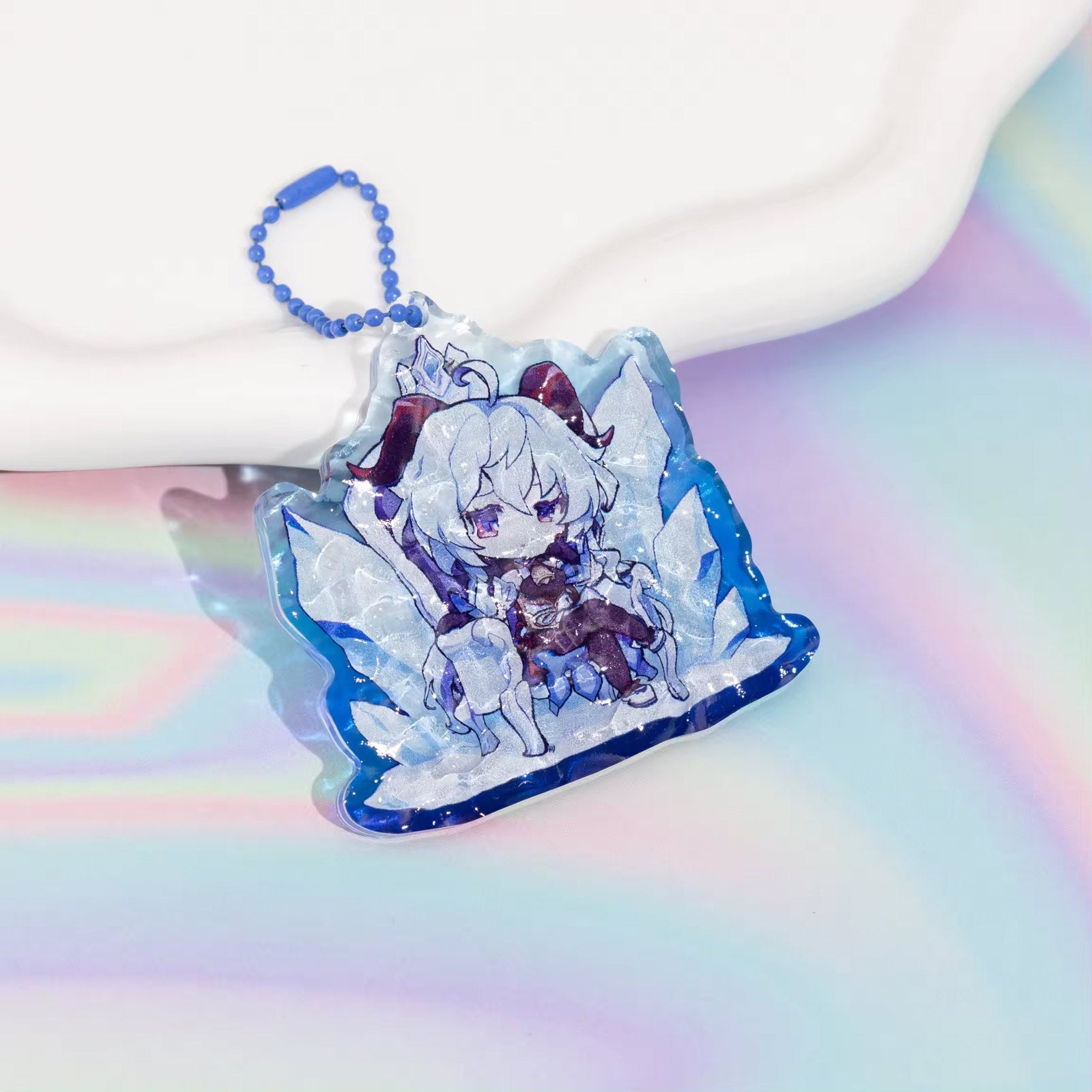 Personalized water ripple acrylic keychain with clear acrylic material and custom artwork