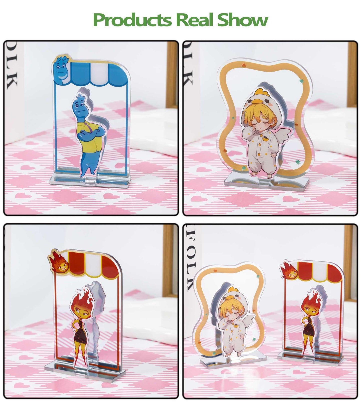 Personalized acrylic mirror display stand with custom printing and reflective finish