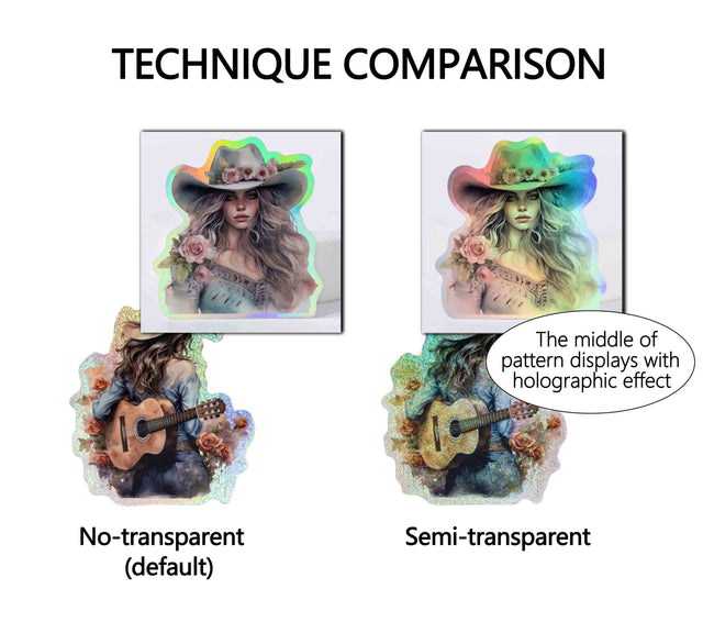 Holographic sticker base film comparison non-transparent vs semi-transparent