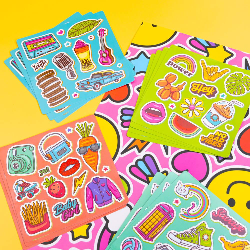 Custom sticker sheet with multiple designs and high quality adhesive material