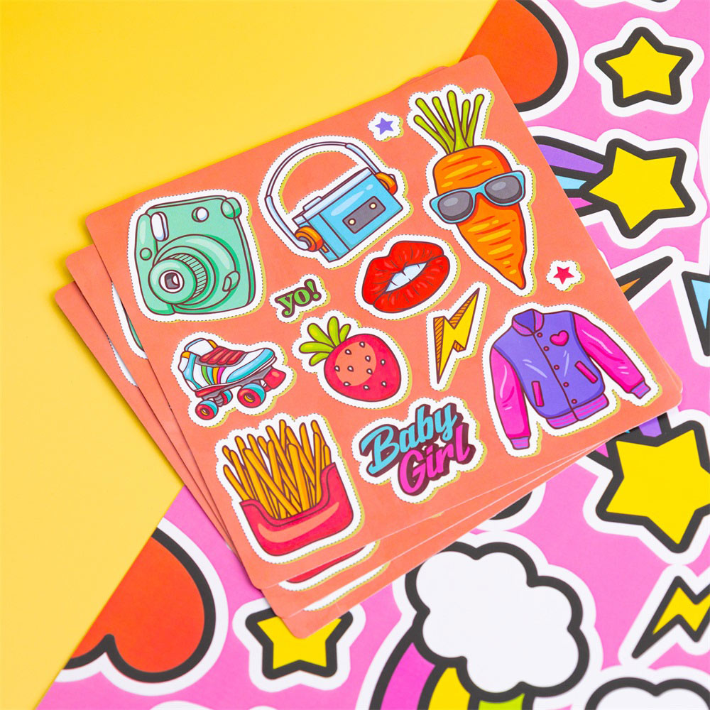 Custom kiss cut stickers manufacturer with flexible sizes and finishes