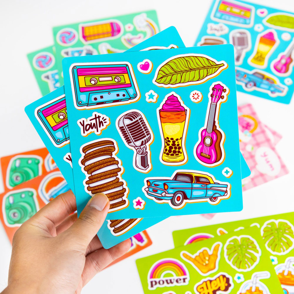 Wholesale sticker sheet production with custom designs and premium materials